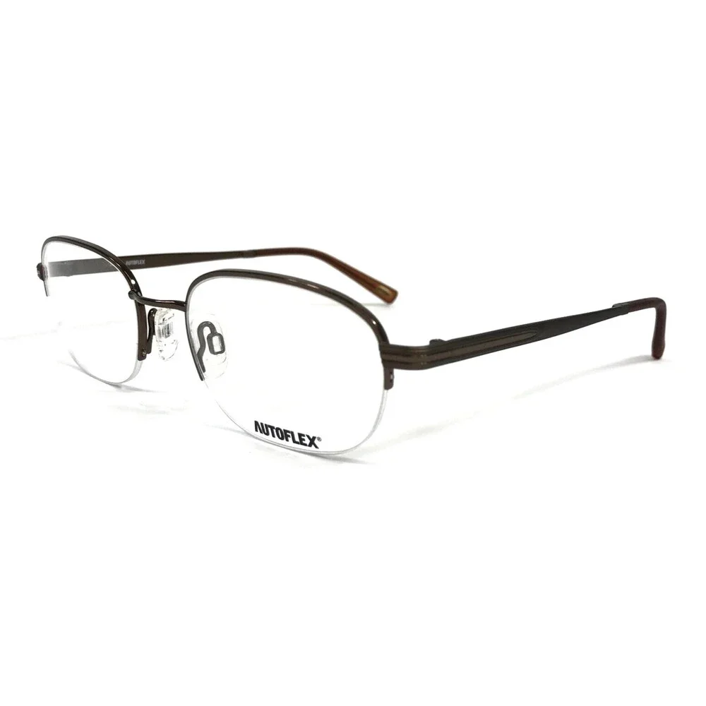 Autoflex Eyeglasses Frames SIR DUKE 210 Satin Brown Square Half Rim 51-19-140